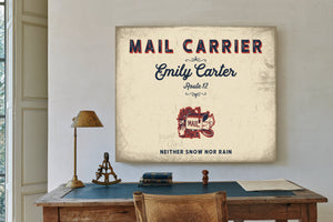 Personalized Mail Carrier Sign, Neither Snow Nor Rain, Cream & Navy, image 2