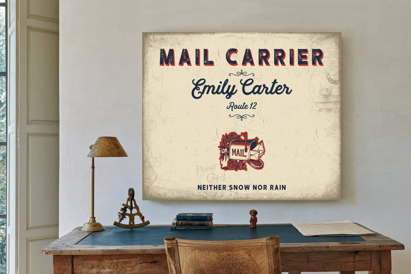 Personalized Mail Carrier Sign, Neither Snow Nor Rain, Cream & Navy, image 2