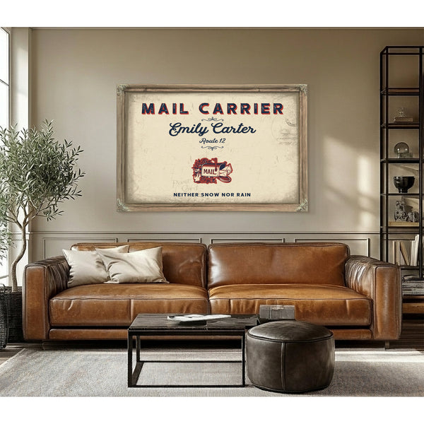 Personalized Mail Carrier Sign, Neither Snow Nor Rain, Cream & Navy, image 3