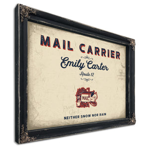 Personalized Mail Carrier Sign, Neither Snow Nor Rain, Cream & Navy, image 1