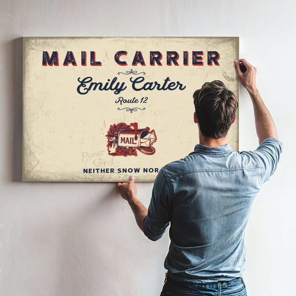 Personalized Mail Carrier Sign, Neither Snow Nor Rain, Cream & Navy, image 9