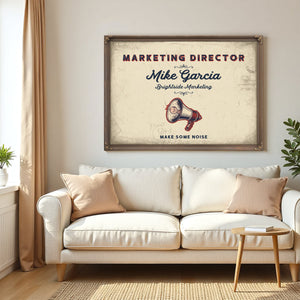 Personalized Marketing Director Sign, Make Some Noise, Cream & Navy, image 5