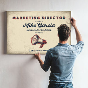 Personalized Marketing Director Sign, Make Some Noise, Cream & Navy, image 9