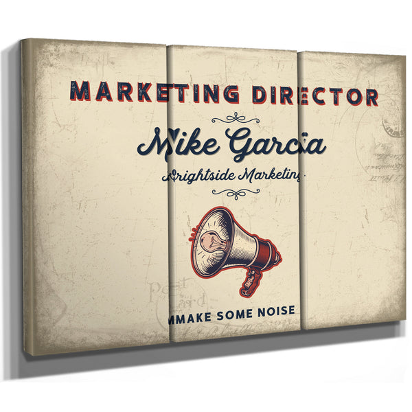 Personalized Marketing Director Sign, Make Some Noise, Cream & Navy, image 14