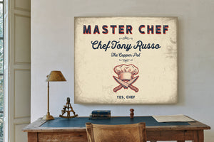 Personalized Master Chef Sign, Yes, Chef, Cream & Navy, image 2