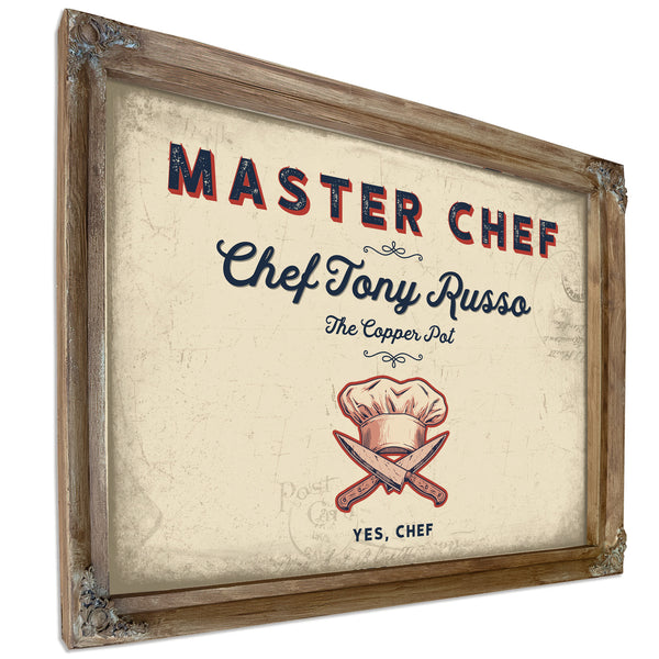 Personalized Master Chef Sign, Yes, Chef, Cream & Navy, image 6