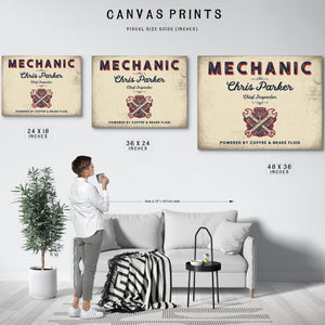 Personalized Mechanic Sign, Powered by Coffee & Brake Fluid, Cream & Navy, image 10