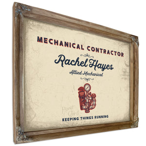 Personalized Mechanical Contractor Sign, Keeping Things Running, Cream & Navy, image 6