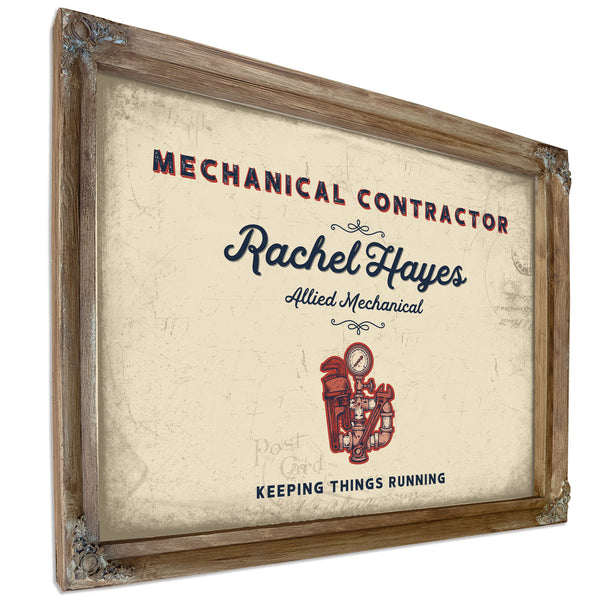 Personalized Mechanical Contractor Sign, Keeping Things Running, Cream & Navy, image 6