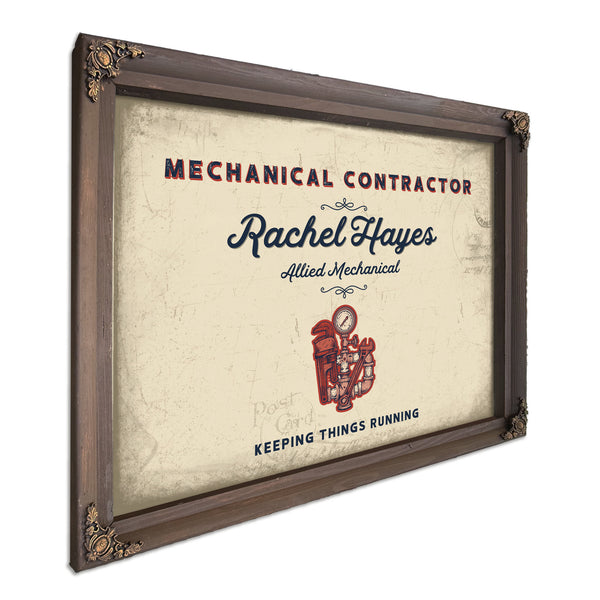 Personalized Mechanical Contractor Sign, Keeping Things Running, Cream & Navy, image 7
