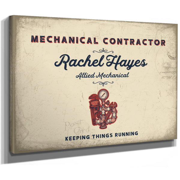 Personalized Mechanical Contractor Sign, Keeping Things Running, Cream & Navy, image 8