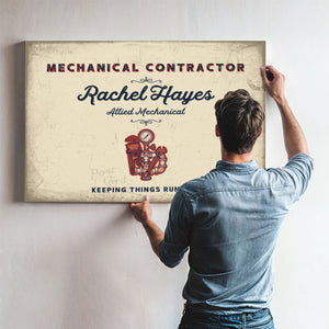 Personalized Mechanical Contractor Sign, Keeping Things Running, Cream & Navy, image 9