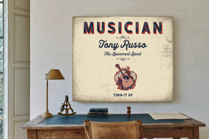Personalized Musician Sign, Turn It Up, Cream & Navy, image 2