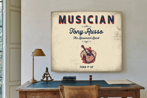 Personalized Musician Sign, Turn It Up, Cream & Navy, image 2