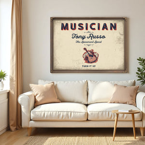Personalized Musician Sign, Turn It Up, Cream & Navy, image 5
