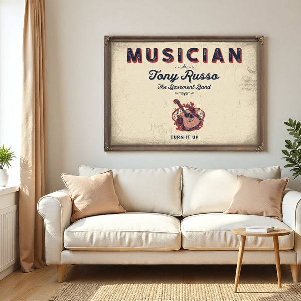 Personalized Musician Sign, Turn It Up, Cream & Navy, image 5