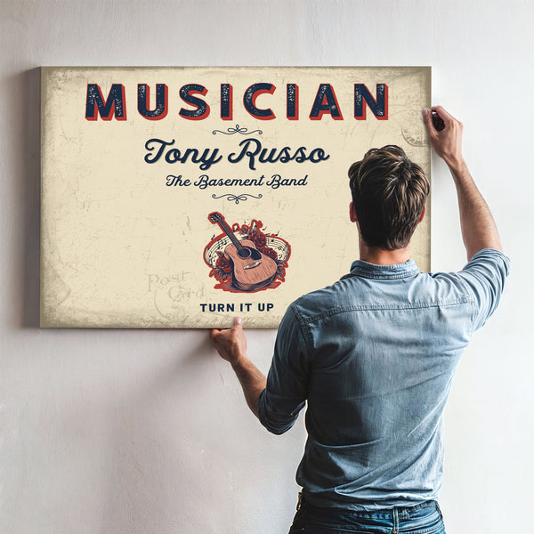 Personalized Musician Sign, Turn It Up, Cream & Navy, image 9