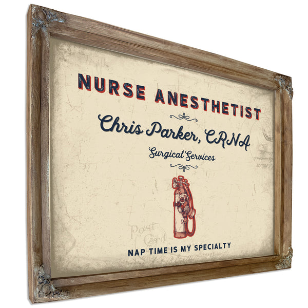 Personalized Nurse Anesthetist Sign, Nap Time Is My Specialty, Cream & Navy, image 6