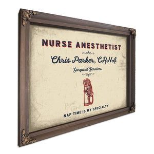 Personalized Nurse Anesthetist Sign, Nap Time Is My Specialty, Cream & Navy, image 7