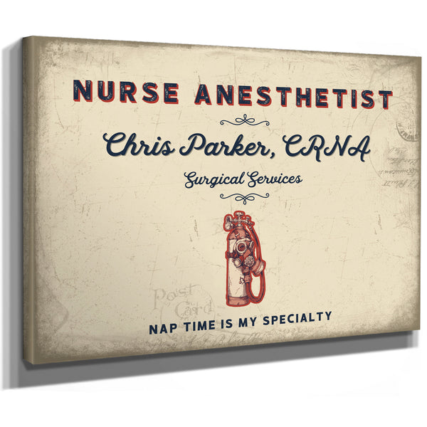Personalized Nurse Anesthetist Sign, Nap Time Is My Specialty, Cream & Navy, image 8