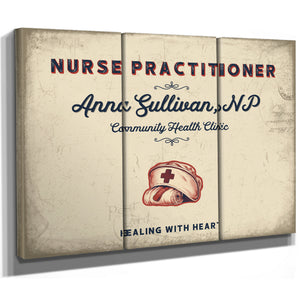 Personalized Nurse Practitioner Sign, Healing With Heart, Cream & Navy, image 14