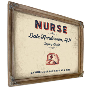Personalized Nurse Sign, Saving Lives One Shift at a Time, Cream & Navy, image 6