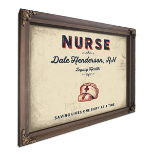 Personalized Nurse Sign, Saving Lives One Shift at a Time, Cream & Navy, image 7