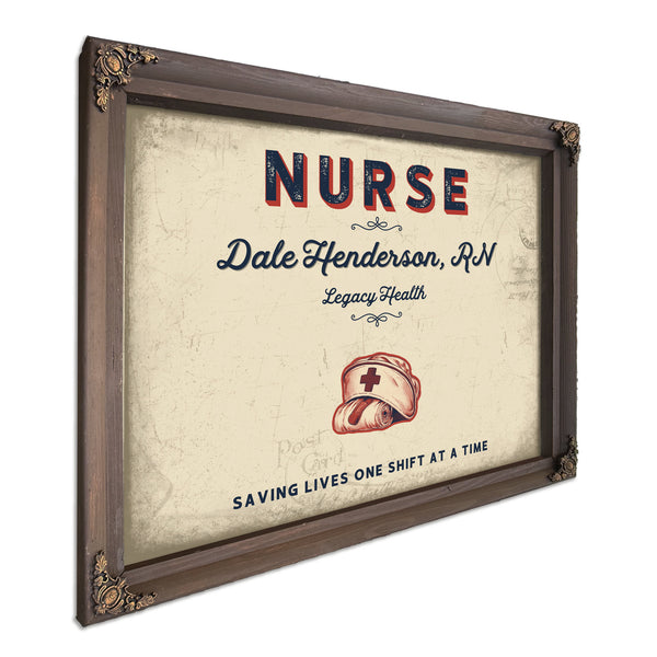 Personalized Nurse Sign, Saving Lives One Shift at a Time, Cream & Navy, image 7