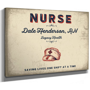 Personalized Nurse Sign, Saving Lives One Shift at a Time, Cream & Navy, image 8