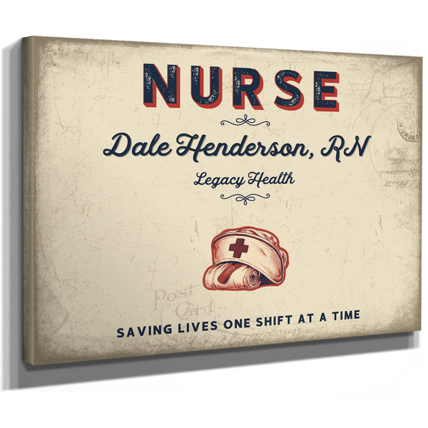Personalized Nurse Sign, Saving Lives One Shift at a Time, Cream & Navy, image 8
