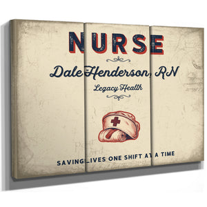 Personalized Nurse Sign, Saving Lives One Shift at a Time, Cream & Navy, image 14