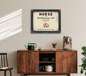 Personalized Nurse Sign, Saving Lives One Shift at a Time, Cream & Navy, image 15