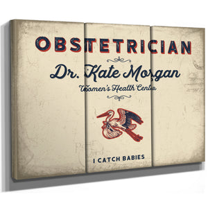 Personalized Obstetrician Sign, I Catch Babies, Cream & Navy, image 14