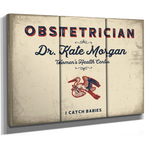 Personalized Obstetrician Sign, I Catch Babies, Cream & Navy, image 14
