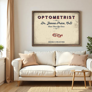 Personalized Optometrist Sign, Seeing Is Believing, Cream & Navy, image 5