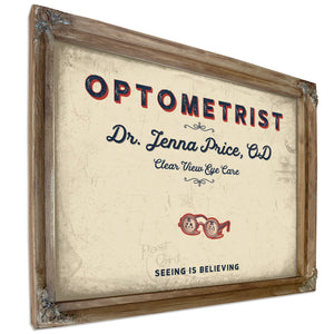 Personalized Optometrist Sign, Seeing Is Believing, Cream & Navy, image 6