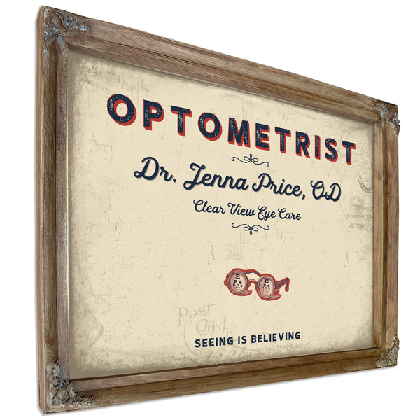 Personalized Optometrist Sign, Seeing Is Believing, Cream & Navy, image 6