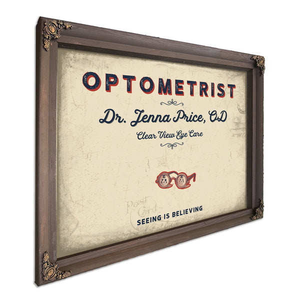 Personalized Optometrist Sign, Seeing Is Believing, Cream & Navy, image 7