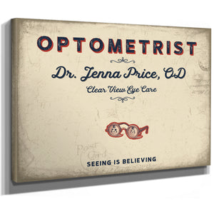 Personalized Optometrist Sign, Seeing Is Believing, Cream & Navy, image 8