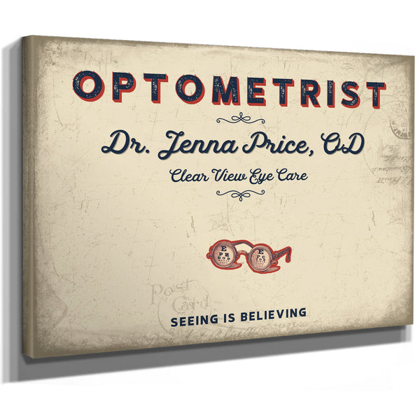 Personalized Optometrist Sign, Seeing Is Believing, Cream & Navy, image 8