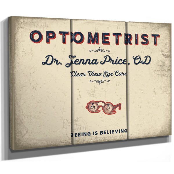 Personalized Optometrist Sign, Seeing Is Believing, Cream & Navy, image 14