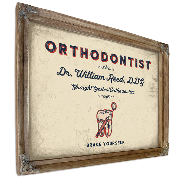 Personalized Orthodontist Sign, Brace Yourself, Cream & Navy, image 6