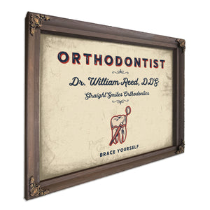Personalized Orthodontist Sign, Brace Yourself, Cream & Navy, image 7