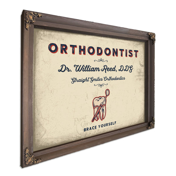 Personalized Orthodontist Sign, Brace Yourself, Cream & Navy, image 7