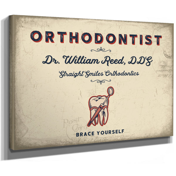 Personalized Orthodontist Sign, Brace Yourself, Cream & Navy, image 8