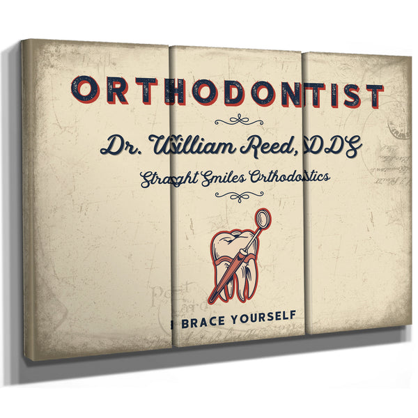 Personalized Orthodontist Sign, Brace Yourself, Cream & Navy, image 14