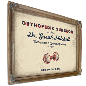 Personalized Orthopedic Surgeon Sign, Bad to the Bone, Cream & Navy, image 6