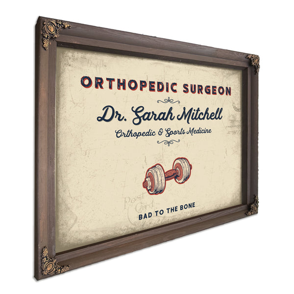 Personalized Orthopedic Surgeon Sign, Bad to the Bone, Cream & Navy, image 7