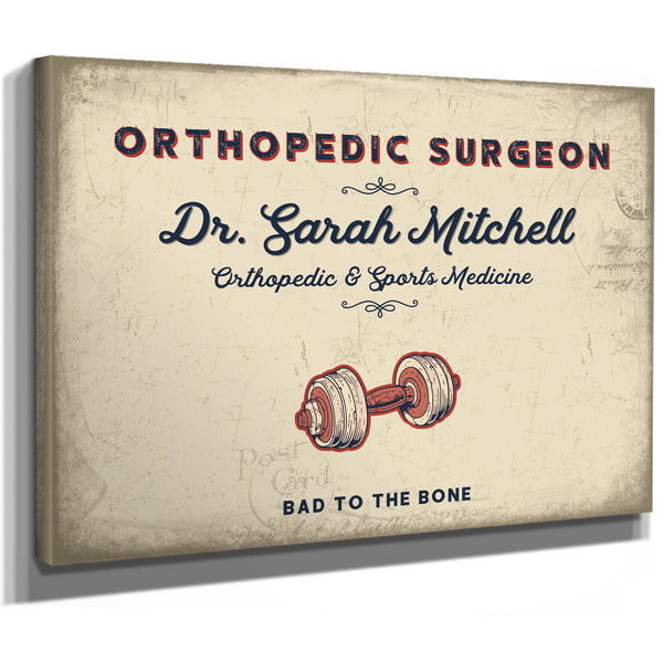 Personalized Orthopedic Surgeon Sign, Bad to the Bone, Cream & Navy, image 8