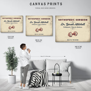Personalized Orthopedic Surgeon Sign, Bad to the Bone, Cream & Navy, image 10